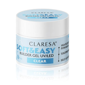 CLARESA Soft&Easy Builder Nagų Statymo Gelis - Skaidrus 12g - Kosmetika