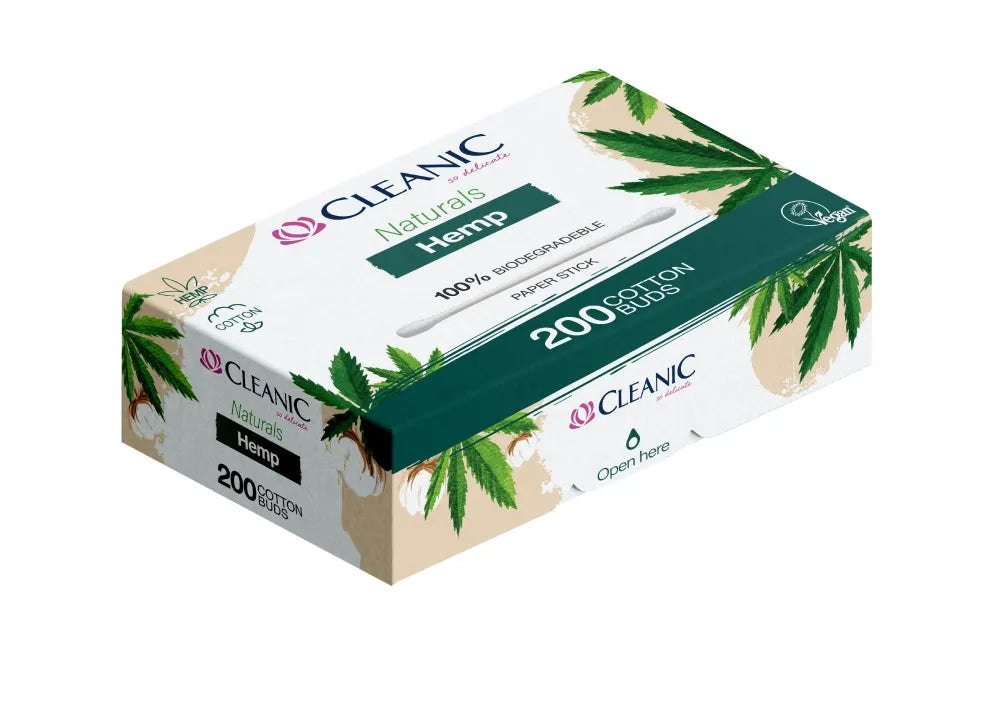 Cleanic Naturals Hemp medvilniniai ausų krapštukai 1 pakuotė - 200 vnt. - Higiena
