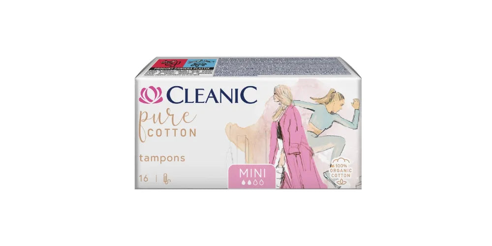 CLEANIC Pure Cotton Mini Tampons made from organic – 16 pieces - Higiena