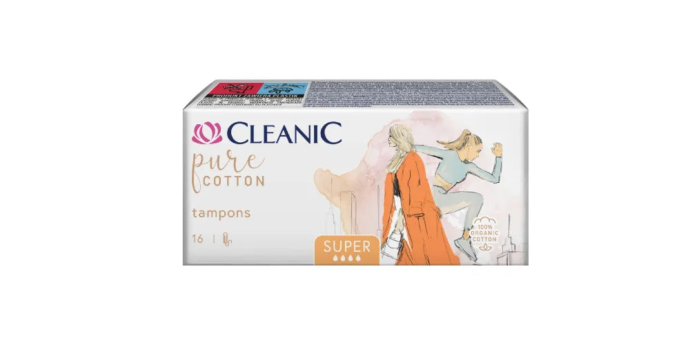 CLEANIC Pure Cotton Tampons Super made from organic - 16 pieces - Higiena