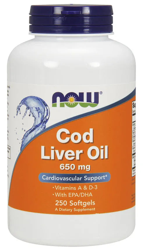 Cod Liver Oil 650mg - 250 softgels - NOW Foods - Papildai