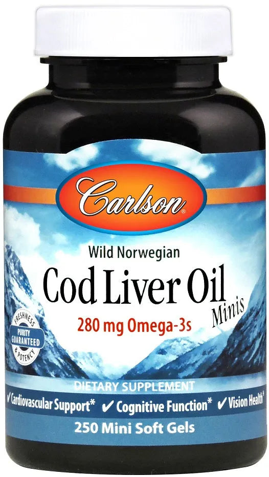 Cod Liver Oil Minis 280mg - 250 mini softgels - Carlson Labs - Papildai