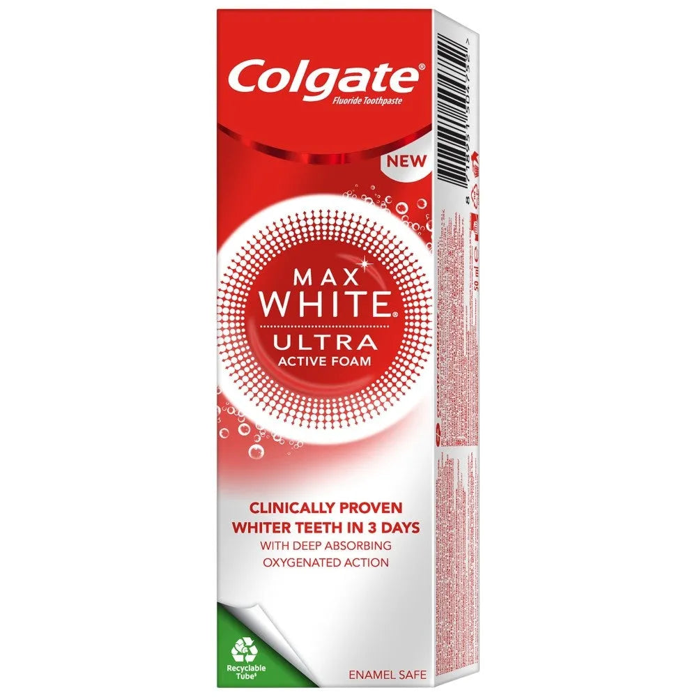 Colgate Max White Toothpaste - Ultra Active Foam 50ml dantų pasta - aktyvi putos - Kosmetika