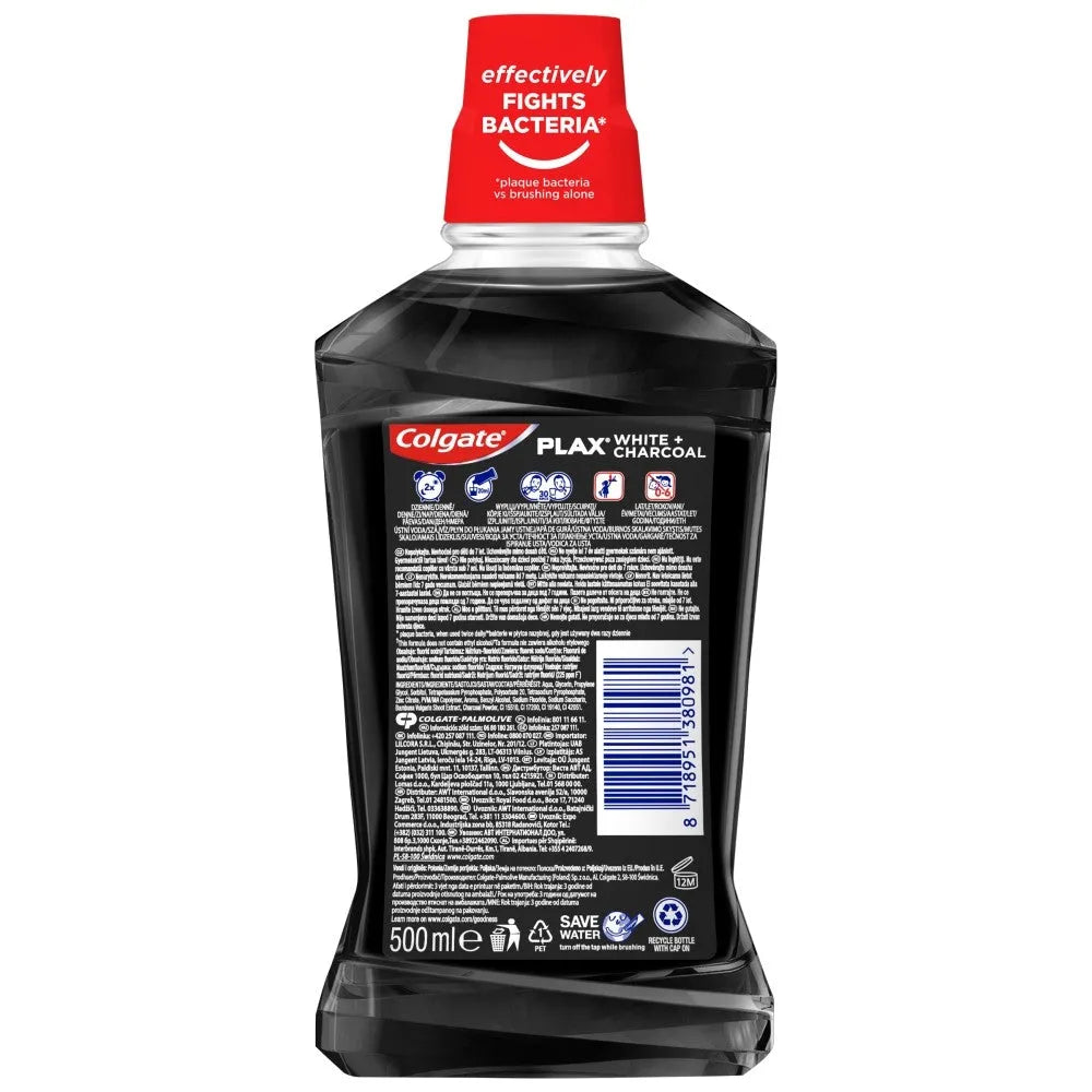 COLGATE Plax White & Charcoal burnos skalavimo skystis 500ml - Kosmetika