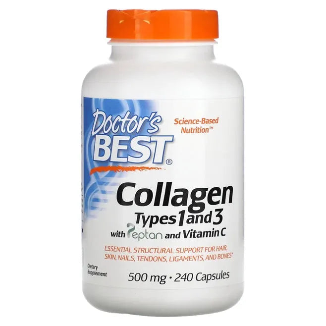 Collagen Types 1 and 3 with Peptan Vitamin C 500mg - 240 caps - Doctor’s Best - Papildai