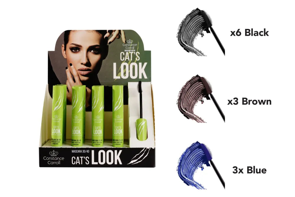 CONSTANCE CARROLL Mascara rinkinys 12xKatės 6xJuoda + 3xMėlyna + 3xRuda - Kosmetika
