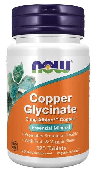 Copper Glycinate - 120 tabs - NOW Foods - Papildai
