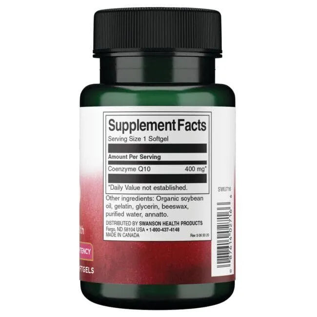 CoQ10 - 400 mg - N30 - Širdžiai - Kofermentas Q10 - Swanson - Papildai