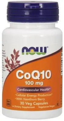 CoQ10 with Hawthorn Berry 100mg - 30 vcaps - NOW Foods - Papildai