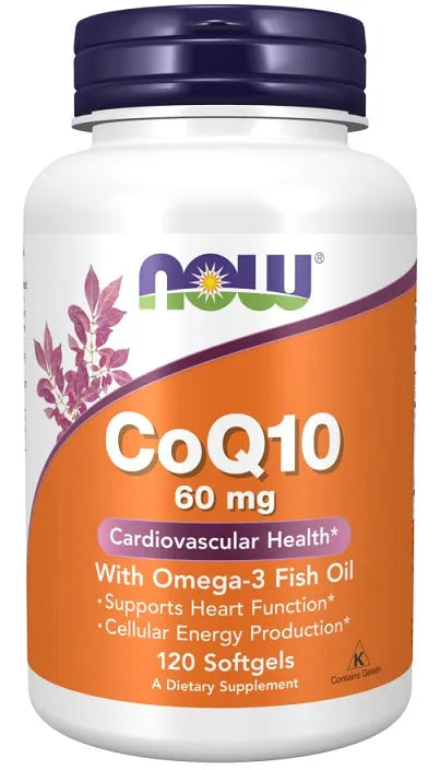 CoQ10 with Omega-3 60mg - 120 softgels - NOW Foods - Papildai