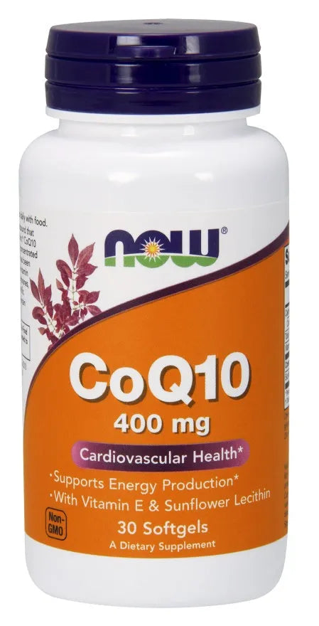 CoQ10 with Vitamin E & Sunflower Lecithin 400mg - 30 softgels - NOW Foods - Papildai