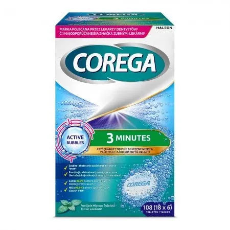 COREGA Tabs 3 minute denture cleaning tablet 6 pieces - Higiena