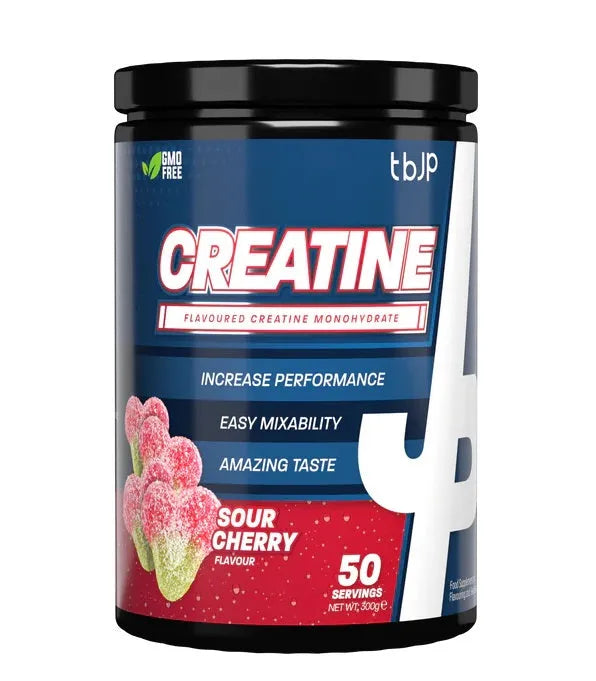 Creatine Sour Cherry (Tub) - 300g - Trained by JP - Sporto papildai