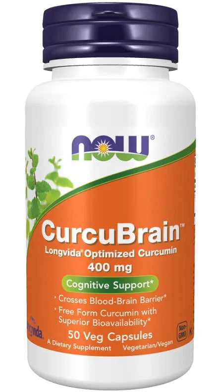 CurcuBrain 400mg - 50 vcaps - NOW Foods - Papildai