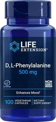 D L-Phenylalanine 500mg - 100 vcaps - Life Extension - Papildai