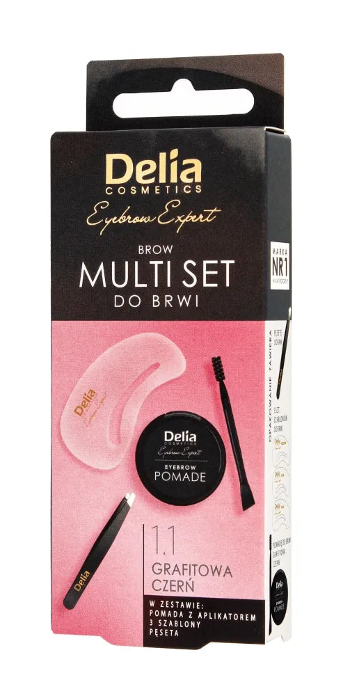 DELIA Antakių rinkinys juodas pomadas + pincetas + šablonas - Kosmetika