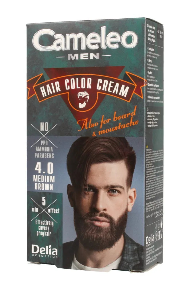 Delia Cosmetics Cameleo Men plaukų barzdos ir ūsų dažymo kremas Nr. 4.0 vidutinio rudo 1 vnt. - Kosmetika