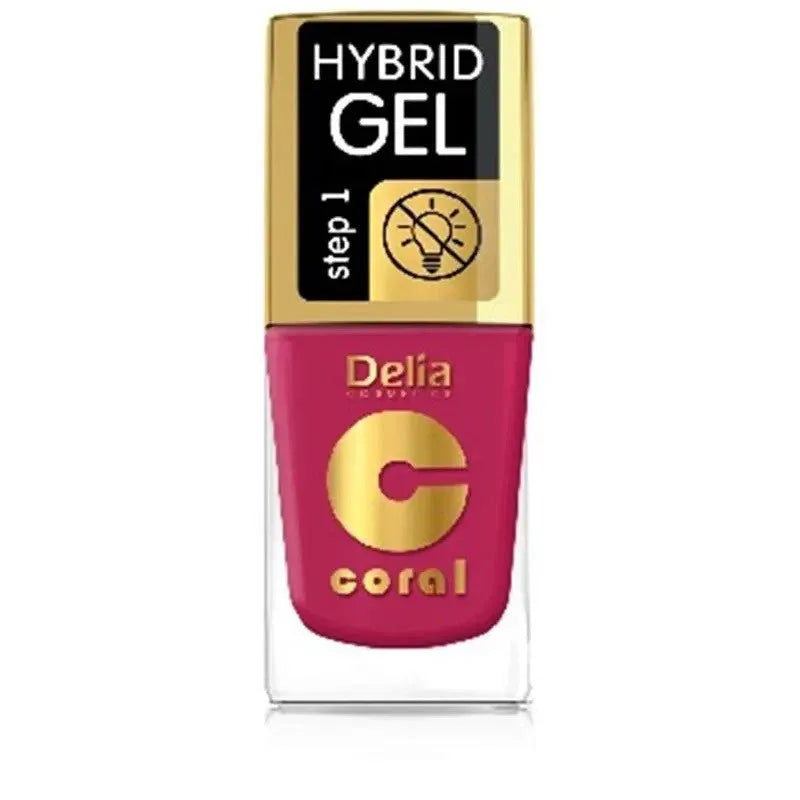 DELIA COSMETICS Coral Hybrid Gel Hibridinis nagų lakas nr. 103 Sultingas avietė 11ml - Kosmetika