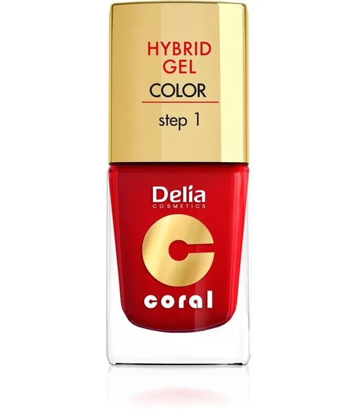 Delia Cosmetics Coral Hybrid Gel Nagų Lakas Nr. 01 Raudonas 11ml - Kosmetika