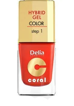 Delia Cosmetics Coral Hybrid Gel Nagų Lakas Nr. 14 Oranžinė Raudona 11ml - Kosmetika