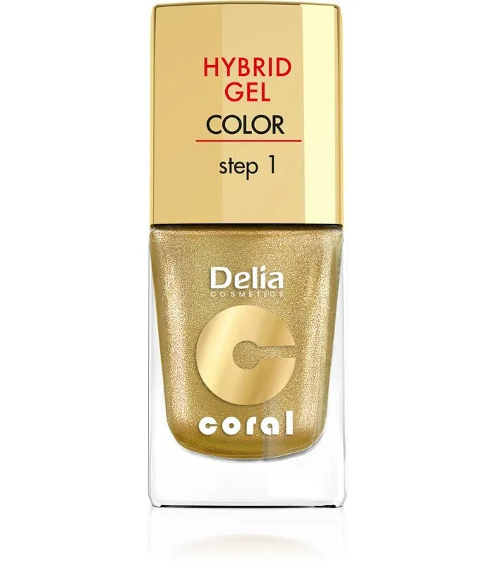Delia Cosmetics Coral Hybrid Gel Nagų Lakas Nr. 28 Auksinis 11ml - Kosmetika