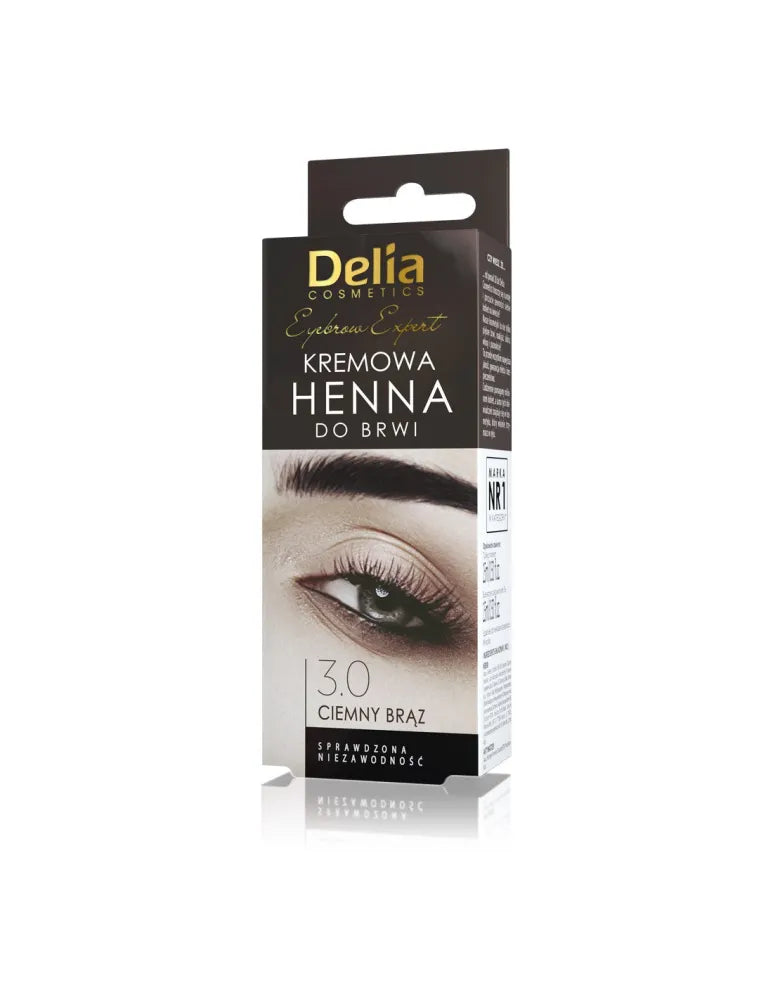 Delia Cosmetics Henna for eyebrows creamy no. 3.0 Tamsiai ruda 1 vnt. - Kosmetika