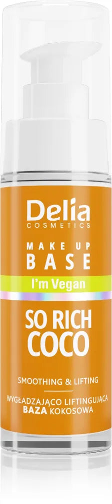 Delia Cosmetics Vegan Smoothing-Lifting Makeup Base So Rich Coco (kokosų) 30ml - Kosmetika