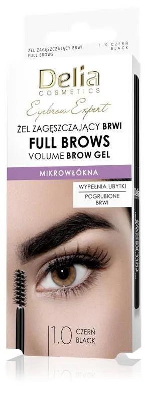 DELIA Eyebrow Expert Thickening Gel - Full Brow 1.0 black 7 ml - Kosmetika