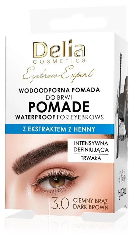 DELIA Eyebrow Expert waterproof pomade 3.0 dark brown 7 g - Kosmetika