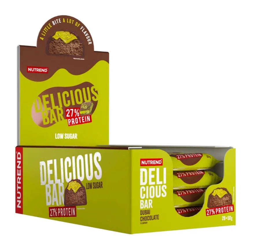 Delicious Protein Bar Dubai Chocolate - 28 x 50g - Nutrend - Maistas