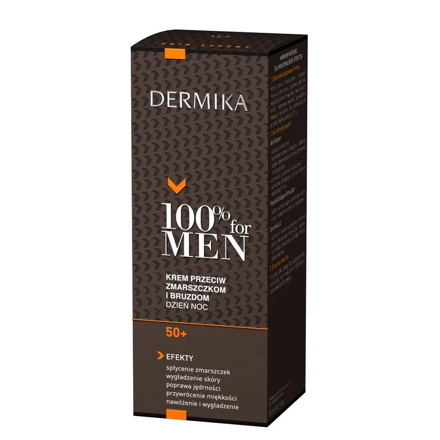 Dermika 100% for Men Kremas 50+ prieš raukšles ir vagas dienai nakčiai 50ml - Kosmetika
