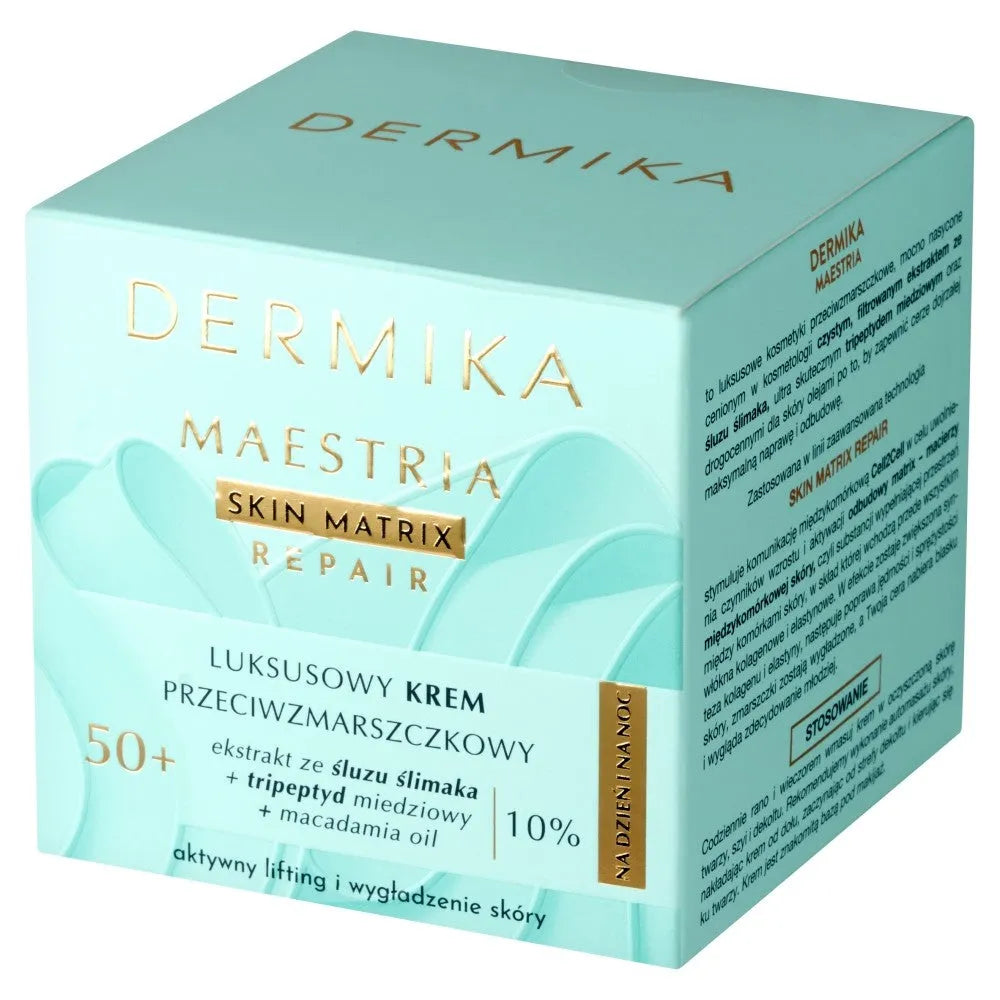 DERMIKA Maestria Skin Matrix Repair Luxury Anti-Wrinkle Cream 50+ su sraigių gleivėmis (10% ) dienai ir nakčiai 50ml