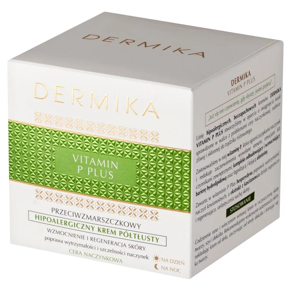 DERMIKA Vitamin P Plus Anti-wrinkle hipoalerginis kremas pusiau riebus dienai ir nakčiai 50 ml - Kosmetika