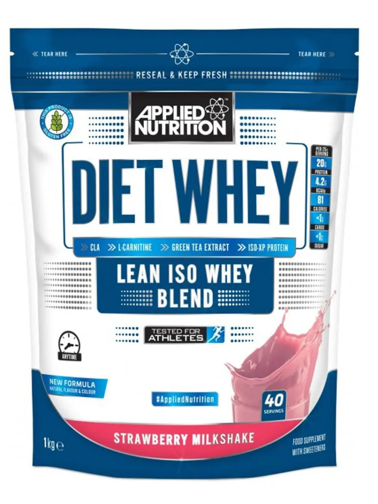 Diet Whey Strawberry Milkshake - 1000g - Applied Nutrition - Sporto papildai