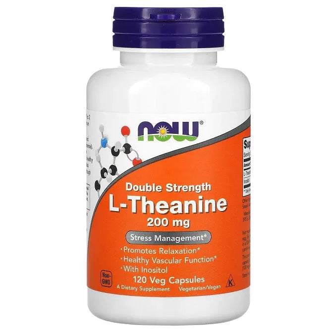 Double Strength L-Theanine 200mg - 120 vcaps - NOW Foods - Papildai