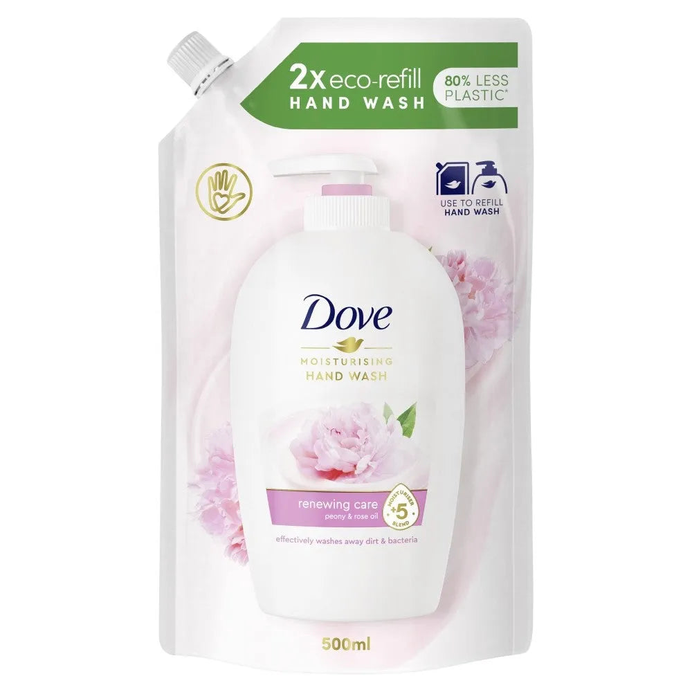 Dove Hand Wash Drėkinantis Skystas Muilas Atkuriamoji Priežiūra - Peonija ir Rožių Aliejus 500ml - stock - Kosmetika