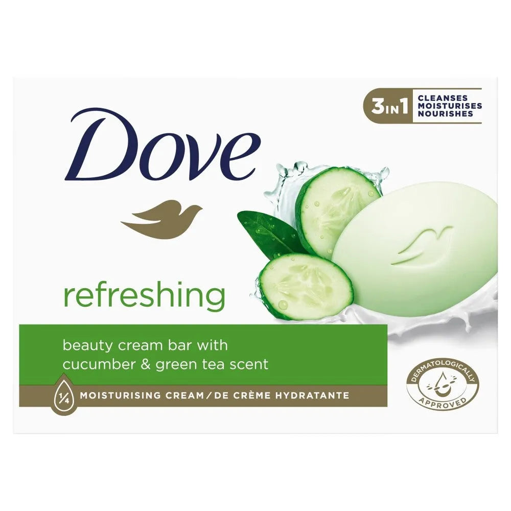 Dove Refreshing Bar Soap 3in1 - Agurkai ir Žalioji Arbata 90g - Kosmetika