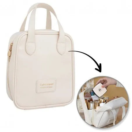 ECARLA Cosmetic bag with handle - cream KS128B - Kosmetika
