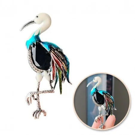 ECARLA Decorative Brooch - Colorful Crane BZ162 - Kosmetika