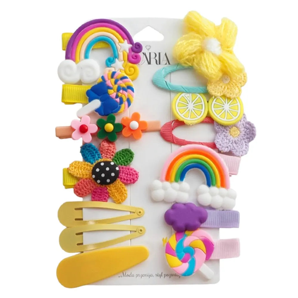 ECARLA Hairpins - rinkinys 14in1 pūkuoti Vaivorykštės SP290 1 pakuotė. - 14 vnt. - Kosmetika