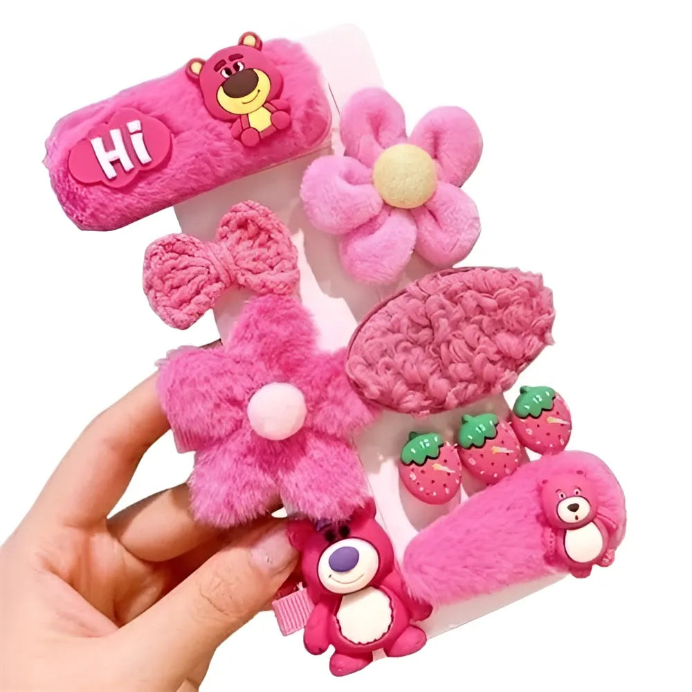 ECARLA Hairpins - rinkinys 8in1 pūkuotų Teddy Bears SP281 1 pakuotė - 8 vnt. - Kosmetika
