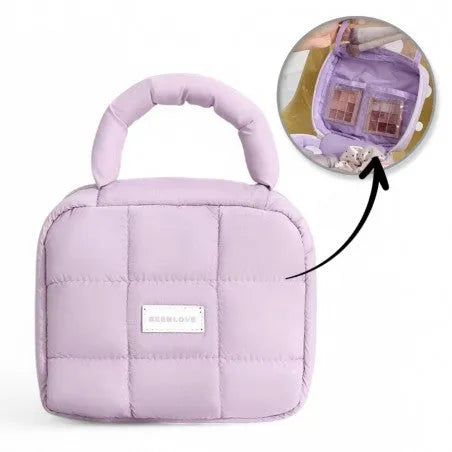 ECARLA Women’s cosmetic bag - trunk with handle quilted Purple KS139FIO - Kosmetika