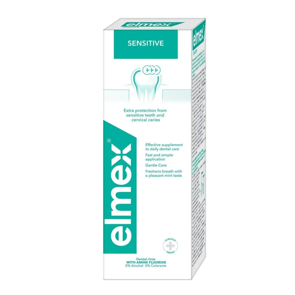 Elmex Mouthwash Sensitive Plus 400ml burnos skalavimo skystis jautriai dantų emaliui - Kosmetika