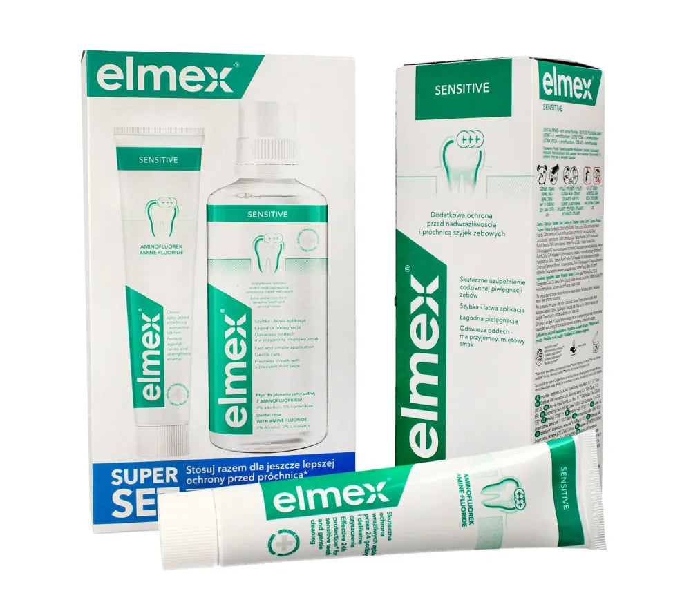 Elmex Sensitive Set - Dantų pasta 75ml + Burnos skalavimo skystis 400ml - Kosmetika