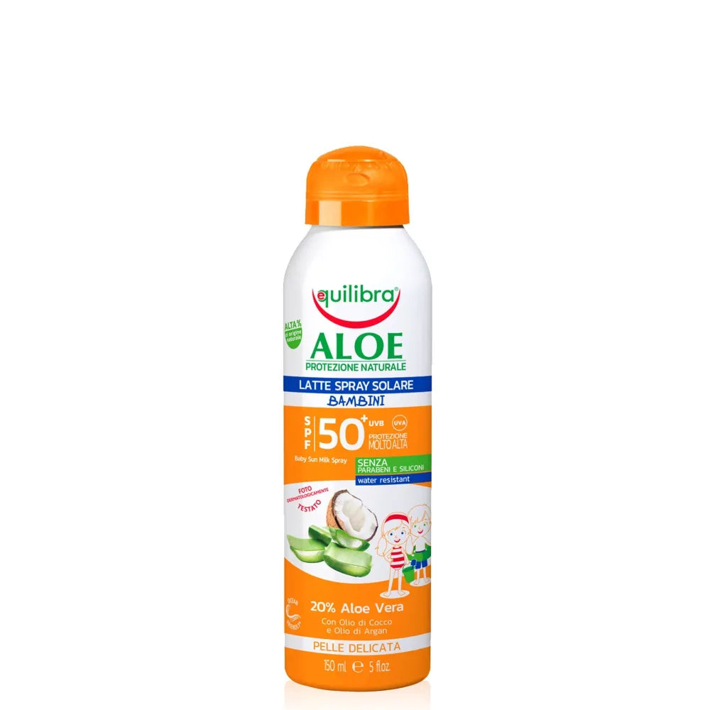 Equilibra Aloe Solare Sunscreen Milk for Children Spray SPF50+ UVB/UVA 150ml vaikams - Kosmetika