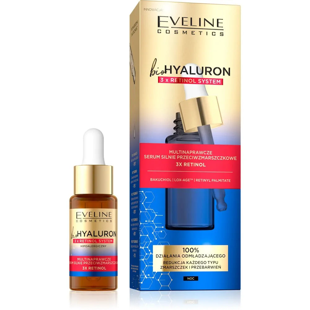 Eveline bioHYALURON 3xRetinol System Multi-repair Serum stipriai anti-raukšlių 18ml - Kosmetika