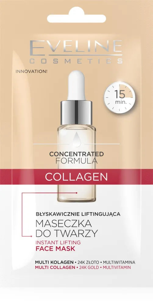 EVELINE Concentrated Formula COLLAGEN akimirksniu pakelianti kaukė 8 ml - Kosmetika