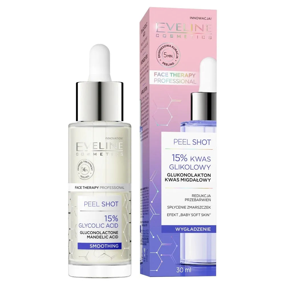 Eveline Face Therapy Professional Peel Shot Smoothing Treatment - 15% Glycolic Acid 30ml - Kosmetika