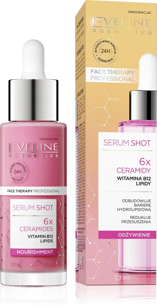 EVELINE Face Therapy Professional Serum Shot atkuria hidrolipidų barjerą - 6x Ceramidai 30 ml - Kosmetika