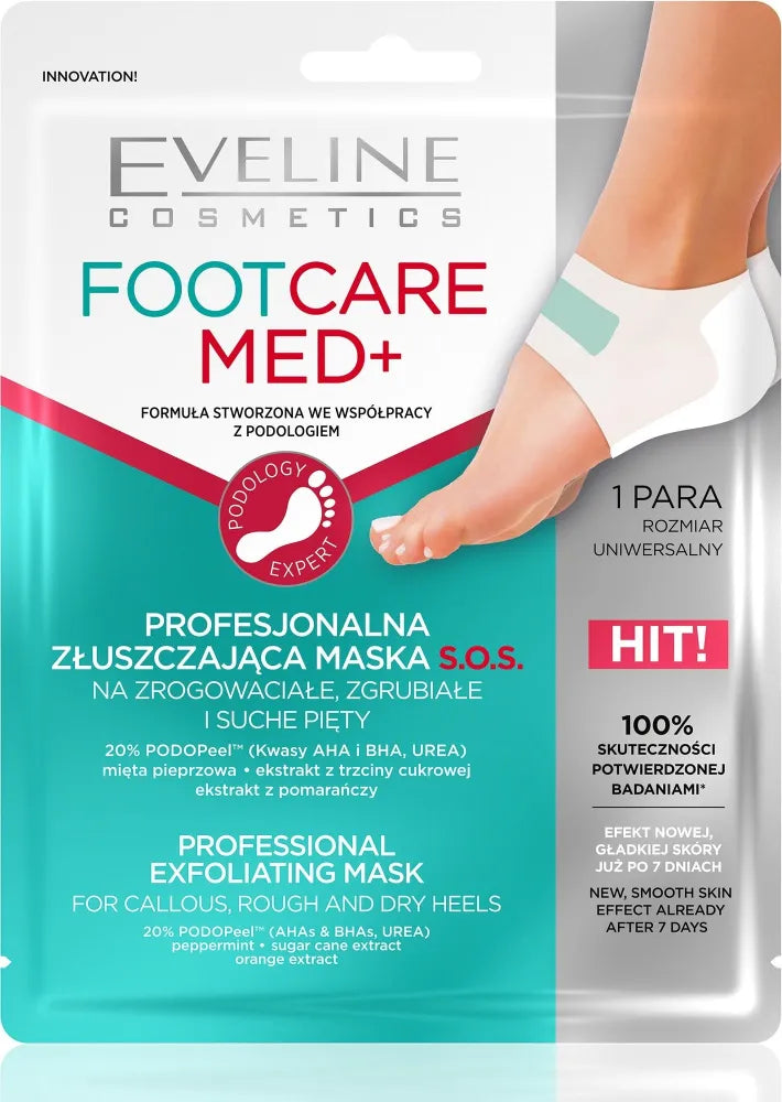 Eveline Foot Care Med+ Professional Exfoliating S.O.S kojų kaukė kulnams 1 pora - Kosmetika
